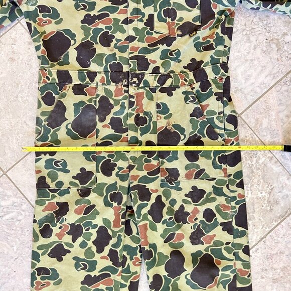 Vtg Duck Camo Canvas Coveralls Sz L Distressed One Piece Utility‎ Grunge Hunting - Picture 4 of 14